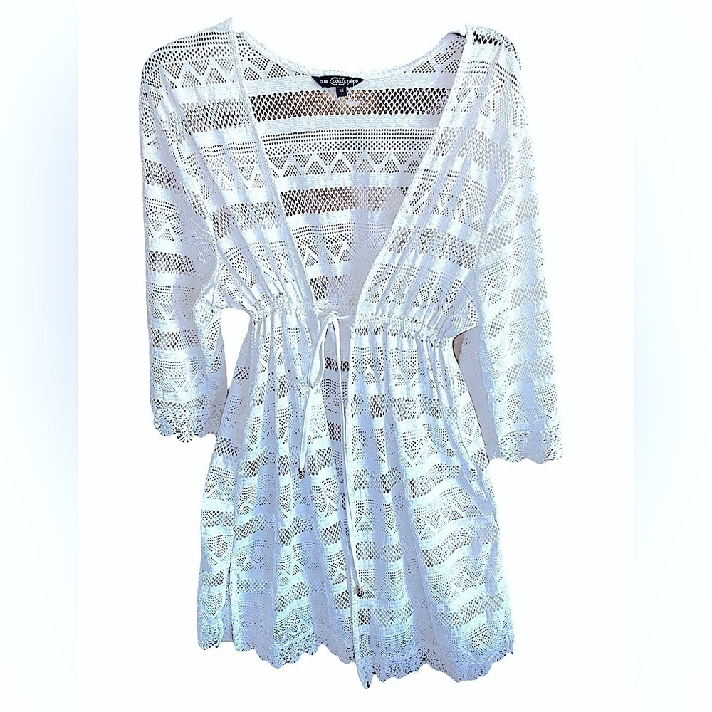 CLUB Z COLLECTION Crochet Beach Dress Coverup White Woman’s Plus Size 1X New